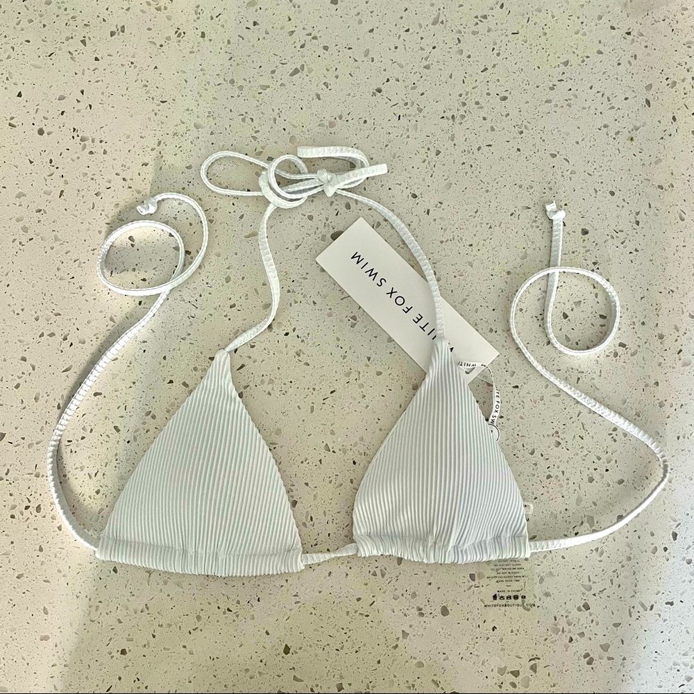White Fox Ribbed Moana Bikini Top in White (NWT)